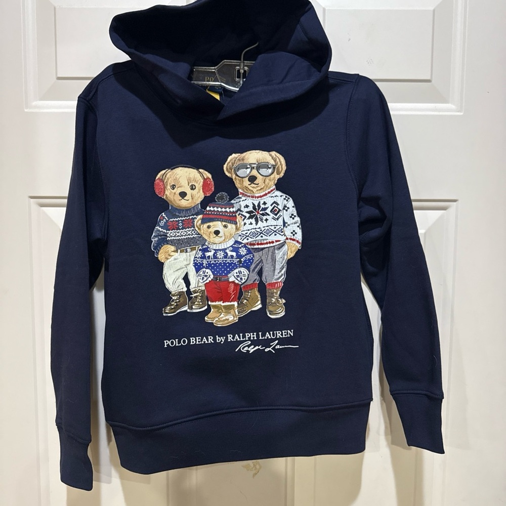 Polo Ralph Lauren Boys Polo Bear Fleece Hooded Sweatshirt Navy Pick size NWT